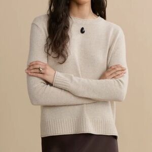 JENNI KAYNE Everyday Sweater in Oatmeal Sz M Crewneck Wool Cashmere Minimalist